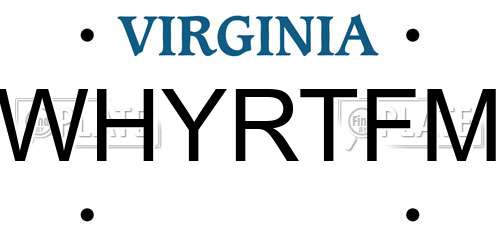 WHYRTFM Virginia License Plate