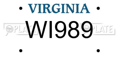 WI989 Virginia License Plate