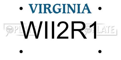 WII2R1 Virginia License Plate