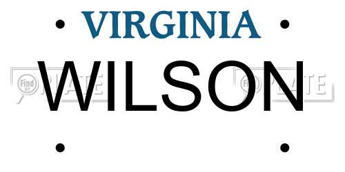 WILSON Virginia License Plate