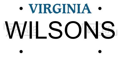 WILSONS Virginia License Plate