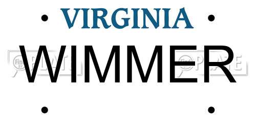 WIMMER Virginia License Plate