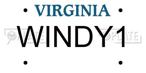WINDY1 Virginia License Plate