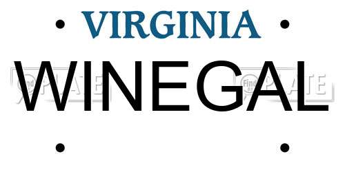 WINEGAL Virginia License Plate