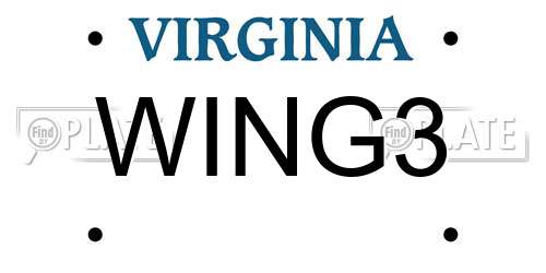 WING3 Virginia License Plate