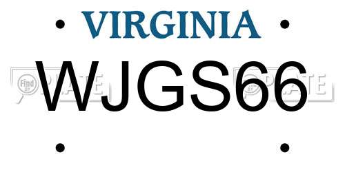 WJGS66 Virginia License Plate