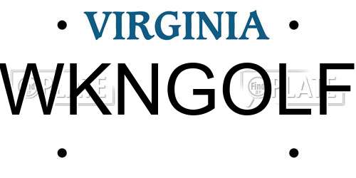 WKNGOLF Virginia License Plate