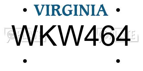 WKW464 Virginia License Plate
