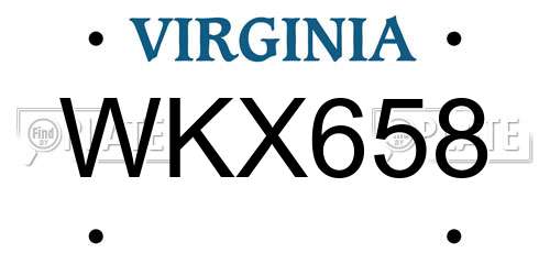 WKX658 Virginia License Plate