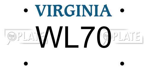 WL70 Virginia License Plate