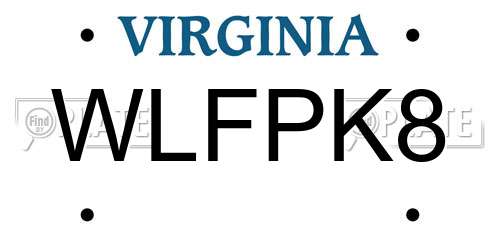 WLFPK8 Virginia License Plate