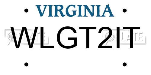 WLGT2IT Virginia License Plate