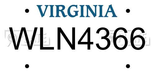 WLN4366 Virginia License Plate