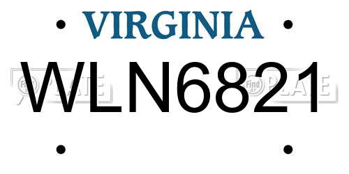 WLN6821 Virginia License Plate