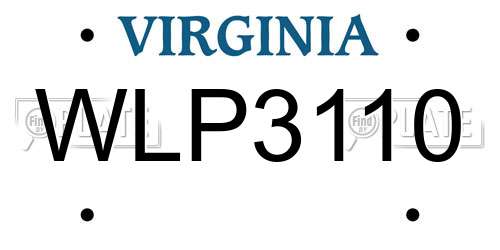 WLP3110 Virginia License Plate