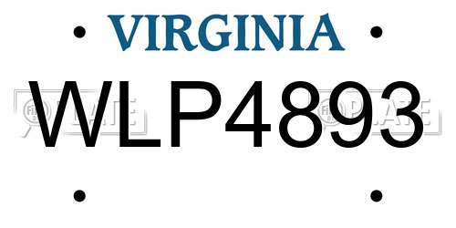 WLP4893 Virginia License Plate