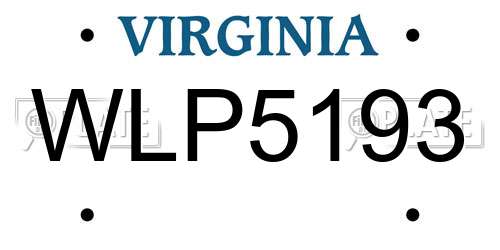 WLP5193 Virginia License Plate