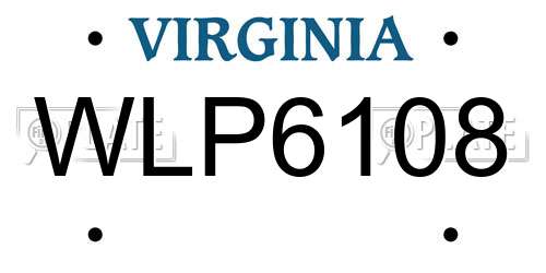 WLP6108 Virginia License Plate