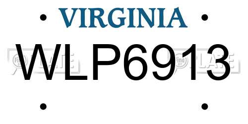 WLP6913 Virginia License Plate