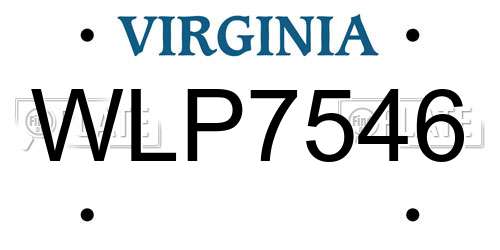 WLP7546 Virginia License Plate