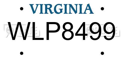 WLP8499 Virginia License Plate