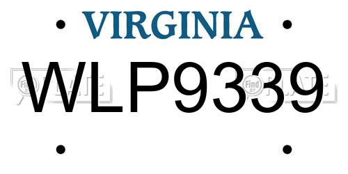 WLP9339 Virginia License Plate