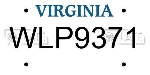 WLP9371 Virginia License Plate