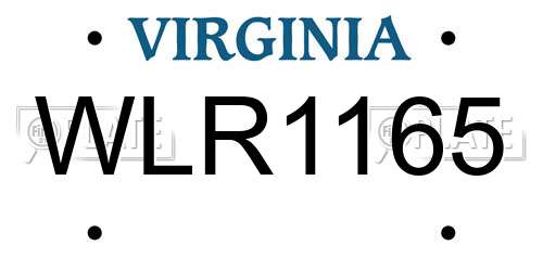 WLR1165 Virginia License Plate
