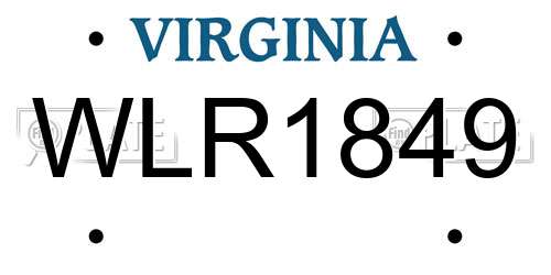 WLR1849 Virginia License Plate