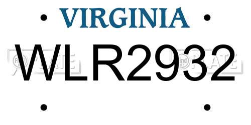 WLR2932 Virginia License Plate