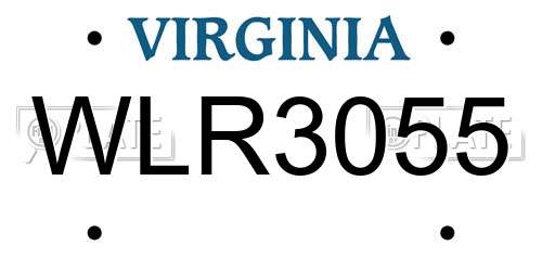 WLR3055 Virginia License Plate