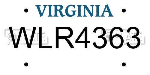 WLR4363 Virginia License Plate