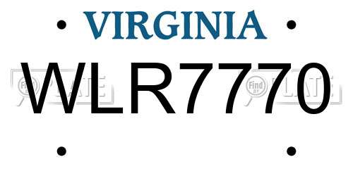 WLR7770 Virginia License Plate
