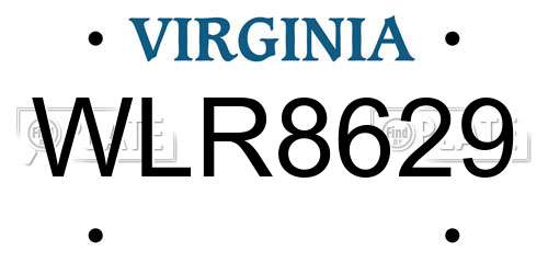 WLR8629 Virginia License Plate