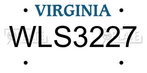 WLS3227 Virginia License Plate