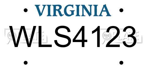 WLS4123 Virginia License Plate