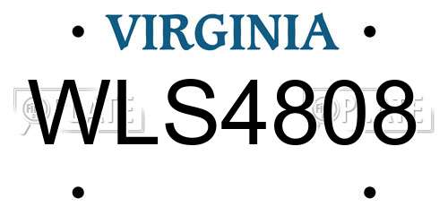 WLS4808 Virginia License Plate