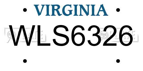 WLS6326 Virginia License Plate