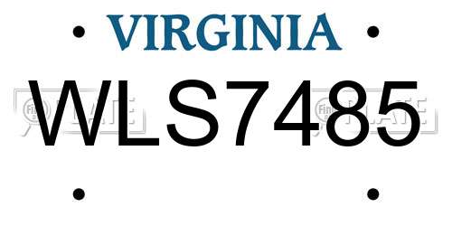 WLS7485 Virginia License Plate