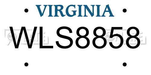 WLS8858 Virginia License Plate