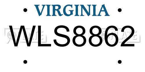 WLS8862 Virginia License Plate