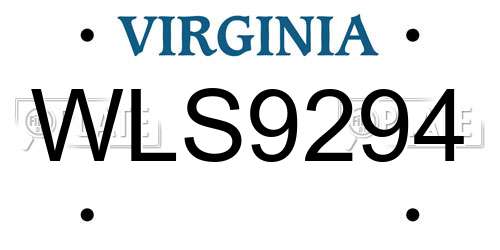 WLS9294 Virginia License Plate