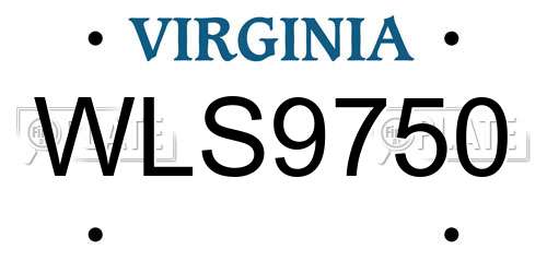 WLS9750 Virginia License Plate