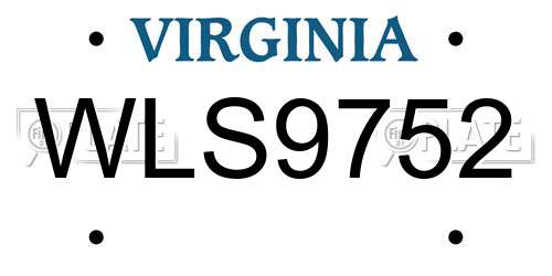 WLS9752 Virginia License Plate