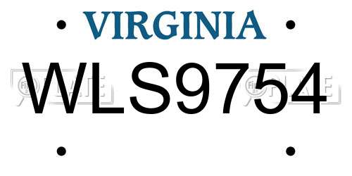 WLS9754 Virginia License Plate