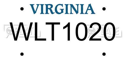 WLT1020 Virginia License Plate