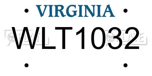 WLT1032 Virginia License Plate