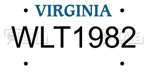 WLT1982 Virginia License Plate