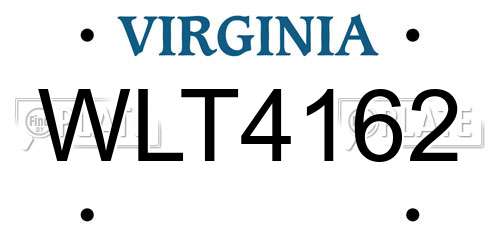 WLT4162 Virginia License Plate