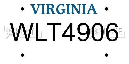 WLT4906 Virginia License Plate